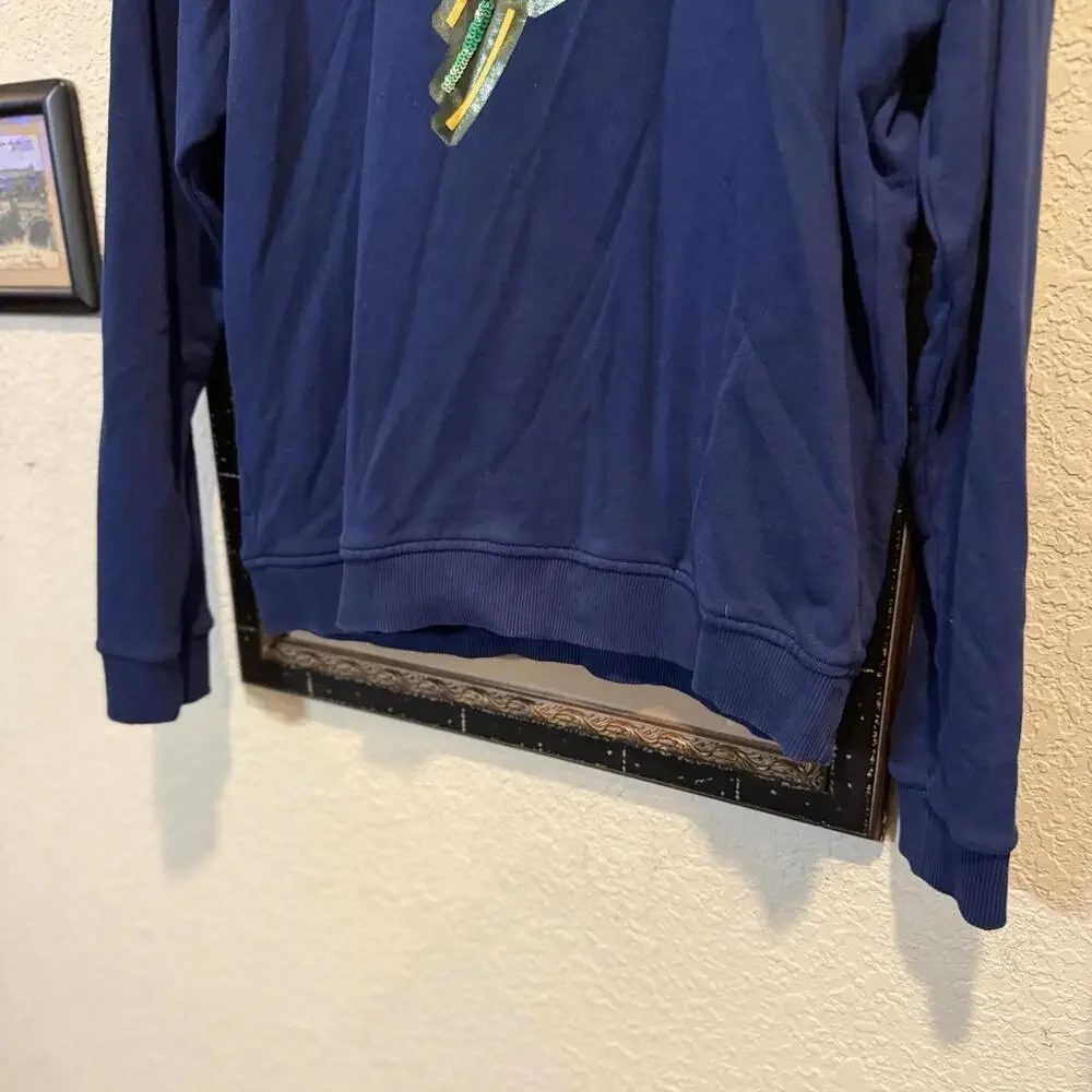 Tory Burch Blue Designer Noah‎ Women’s Crewneck Peacock Sweatshirt Size Large